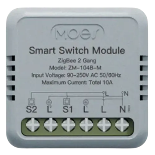 Moes ZigBee Mini Switch Module 2 Gang