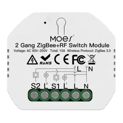 Moes ZigBee 3.0 RF Switch Module 2 Gang